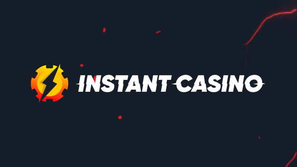 Logo f?r Instant Casino med svart bakgrund.