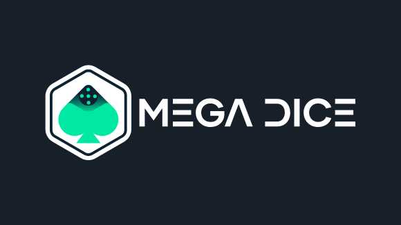 Mega Dice logo med svart bakgrund.