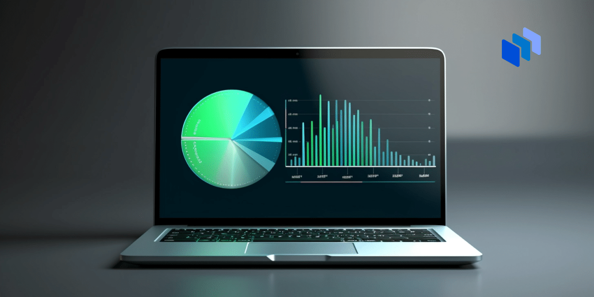 A laptop showing data and testing.