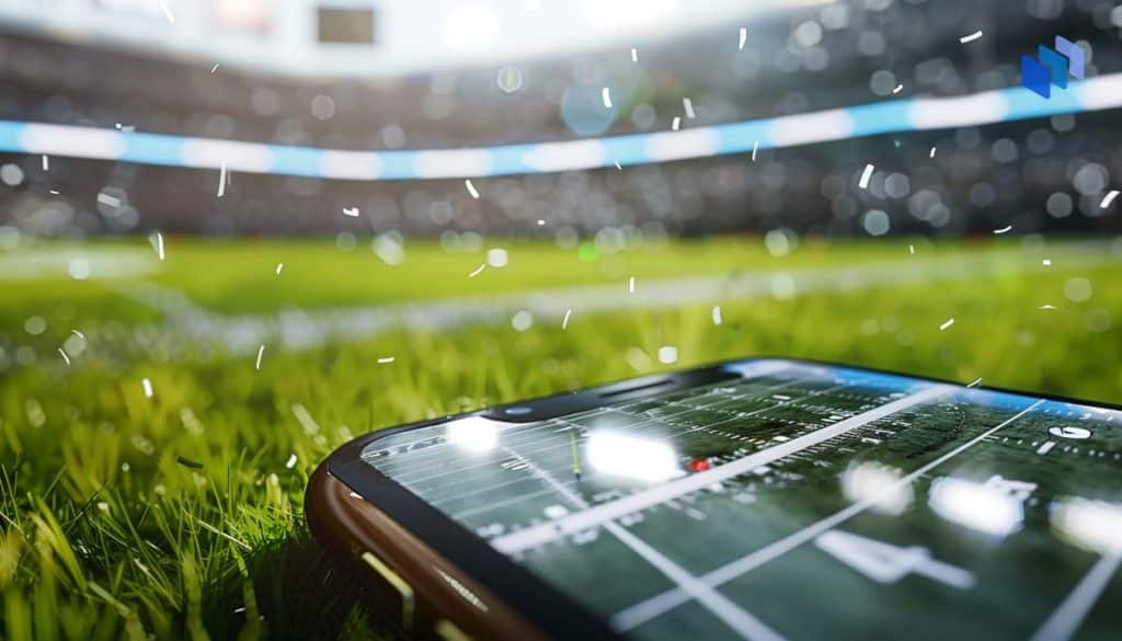 mobile phone on NFL field